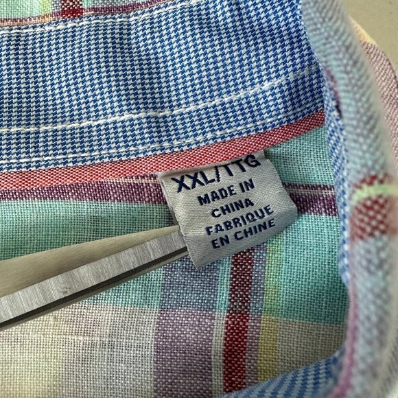 Tommy Bahama Linen Long Sleeve Button Down Shirt 2XL Blue Purple Plaid - Picture 11 of 12